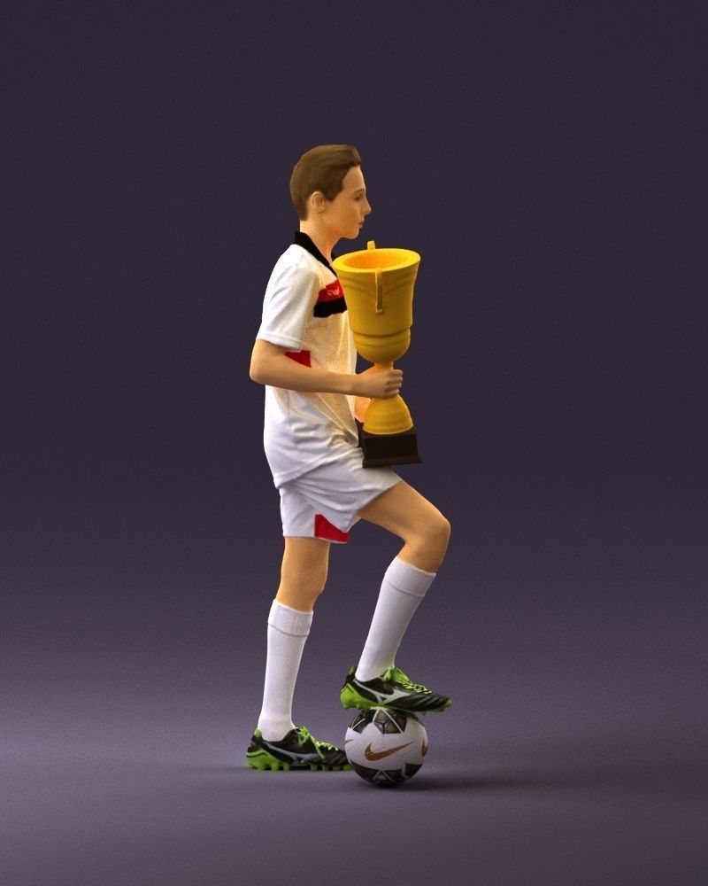 Soccer boy with cup and ball 0897 3D model_4
