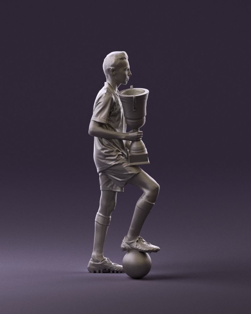 Soccer boy with cup and ball 0897 3D model_16
