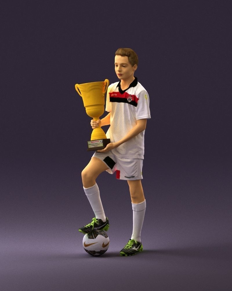 Soccer boy with cup and ball 0897 3D model_10