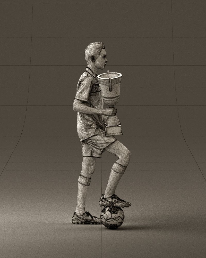 Soccer boy with cup and ball 0897 3D model_28