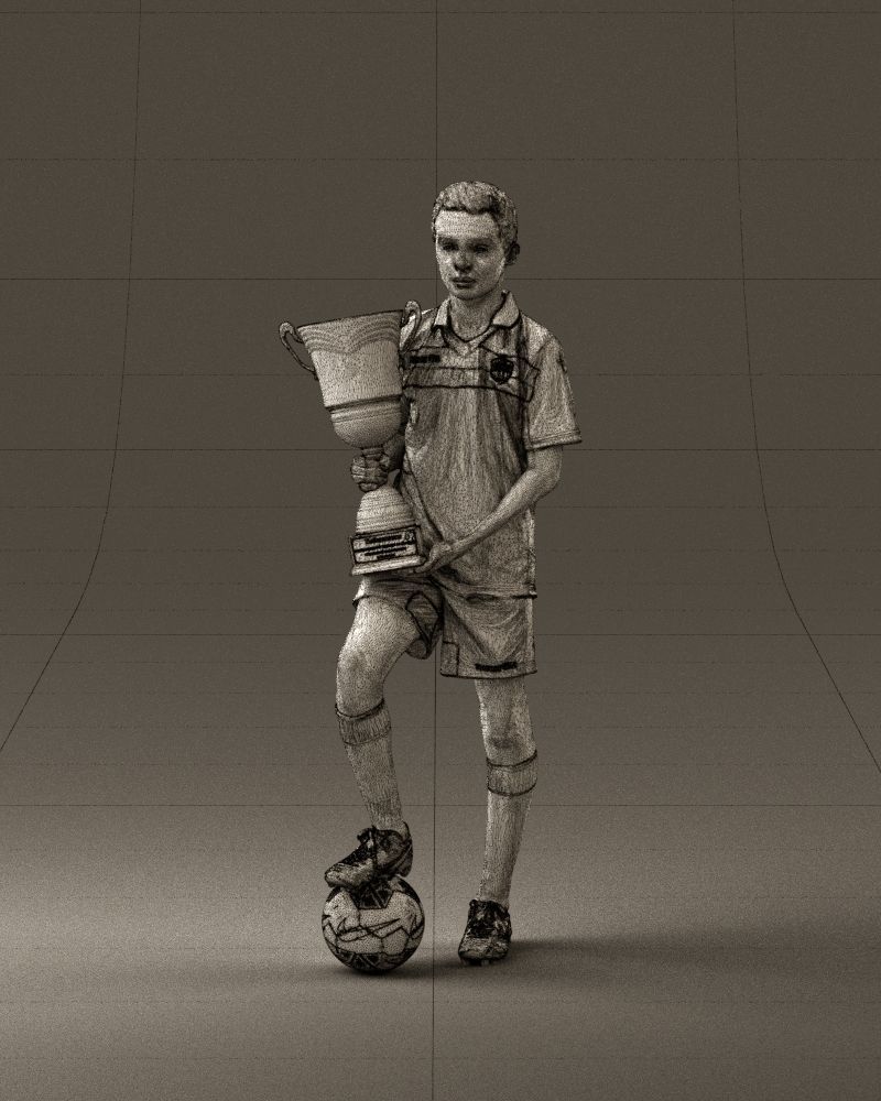 Soccer boy with cup and ball 0897 3D model_35
