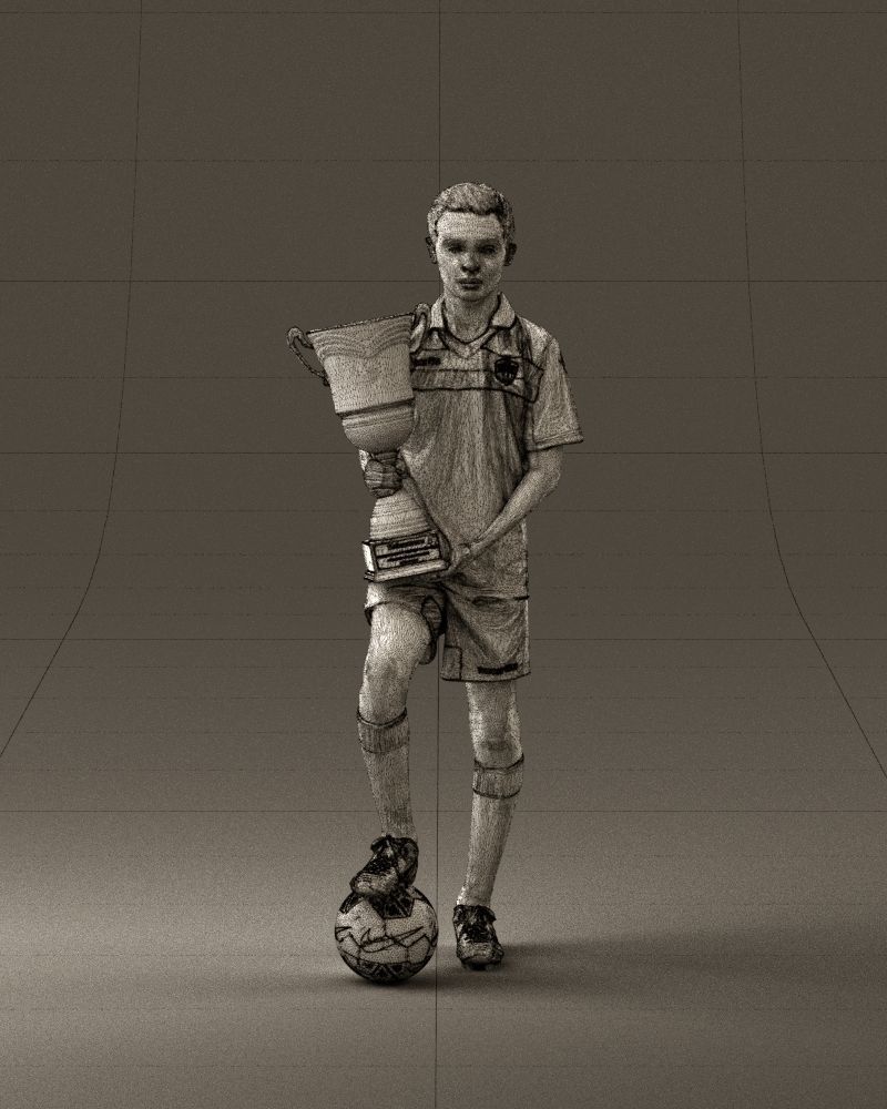 Soccer boy with cup and ball 0897 3D model_25