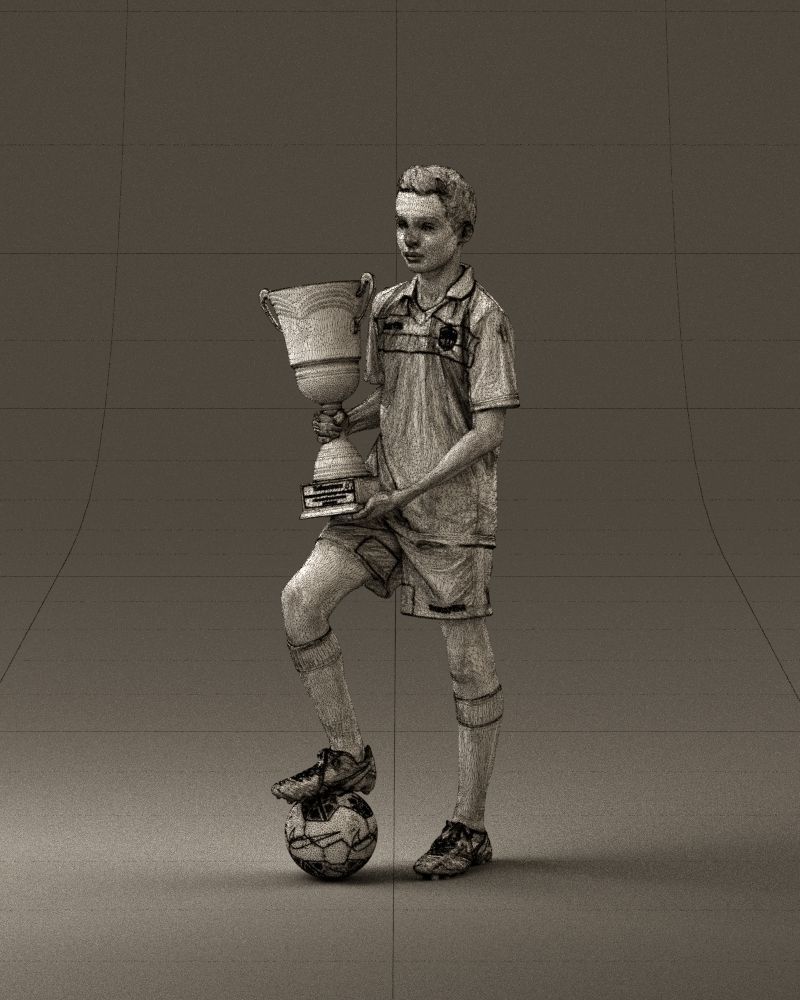 Soccer boy with cup and ball 0897 3D model_34