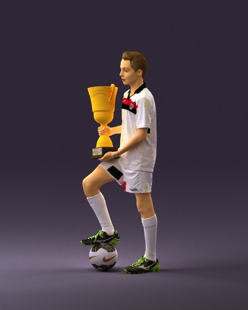 Soccer boy with cup and ball 0897 3D model_9