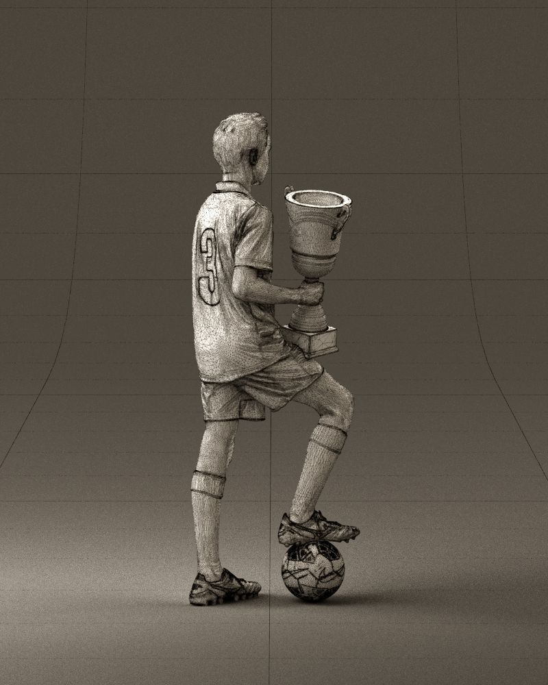 Soccer boy with cup and ball 0897 3D model_29
