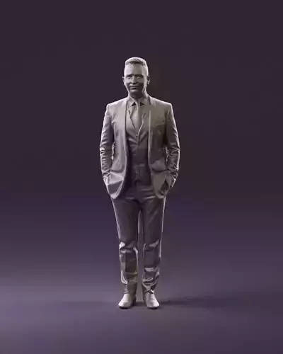 Man in black suit hair style hand in pockets 0907 3D Print Ready 3D print model