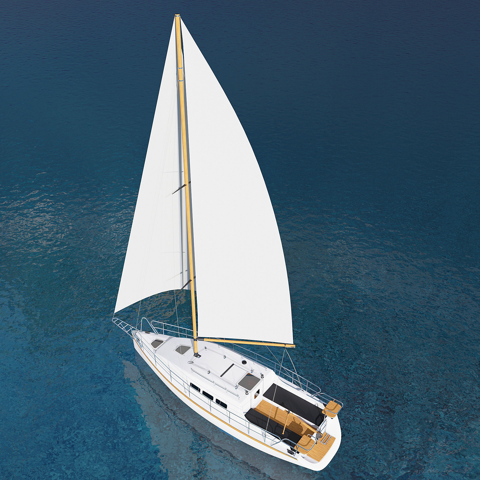 Sailing yacht 3D model_0