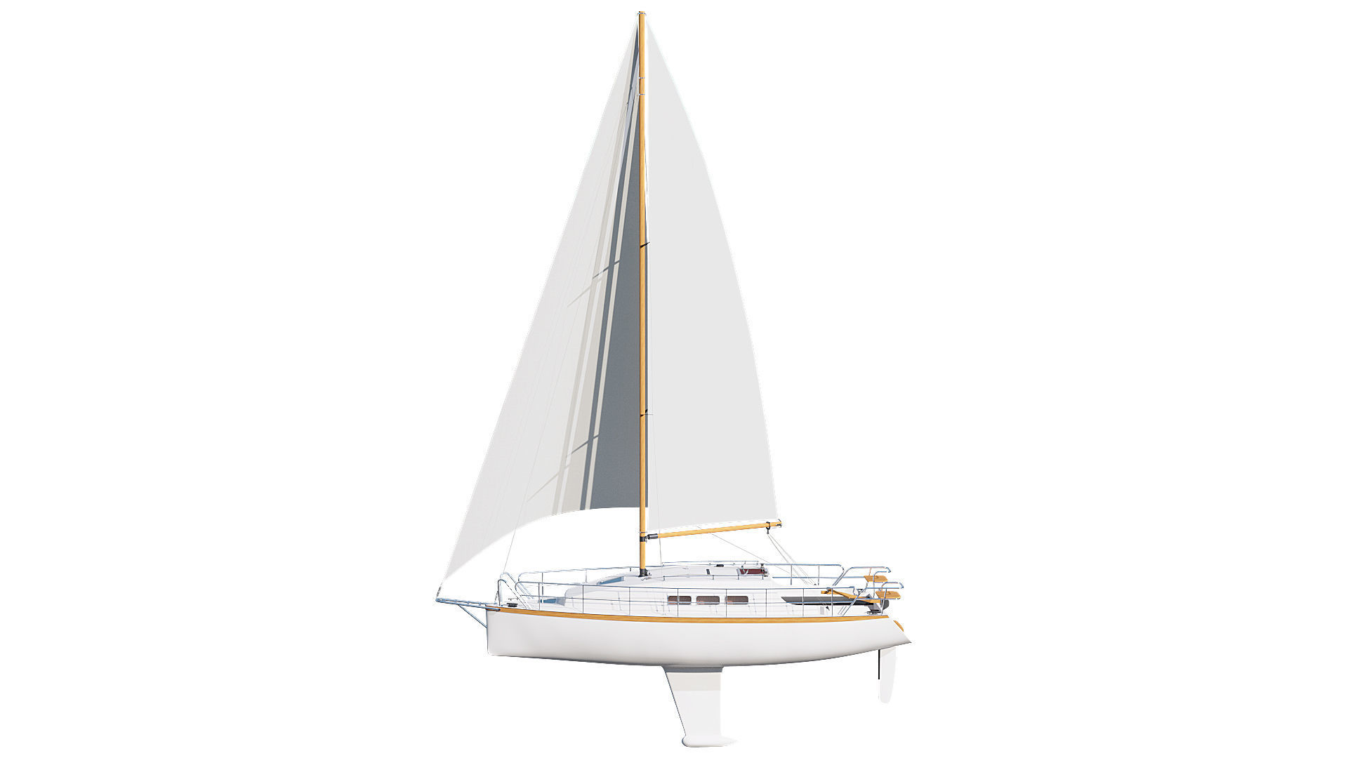 Sailing yacht 3D model_1