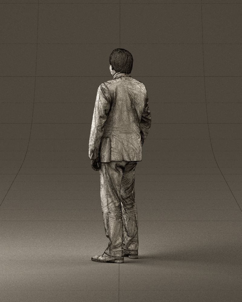 Man in black suit red tie hand in pocket 0908 3D model_31