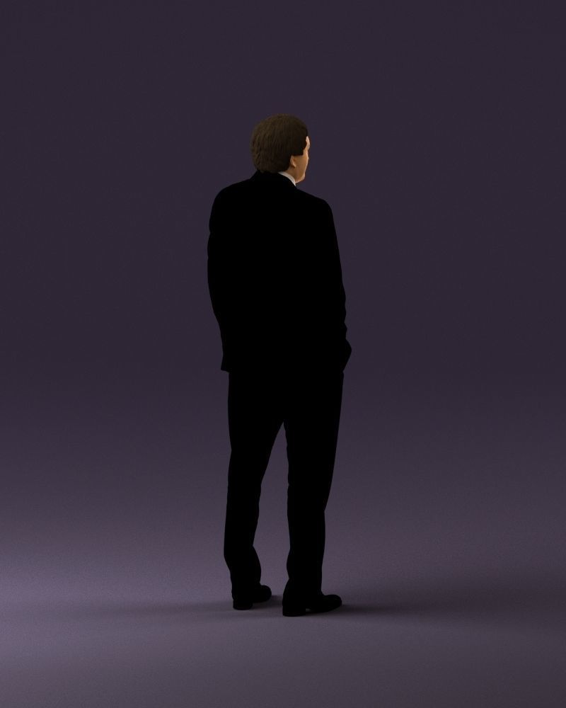 Man in black suit red tie hand in pocket 0908 3D model_5