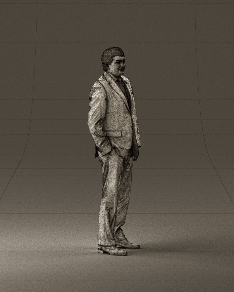 Man in black suit red tie hand in pocket 0908 3D model_27