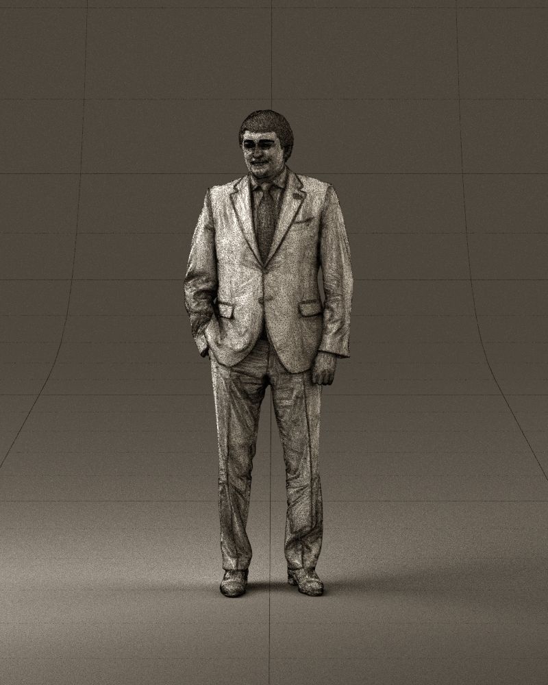 Man in black suit red tie hand in pocket 0908 3D model_35