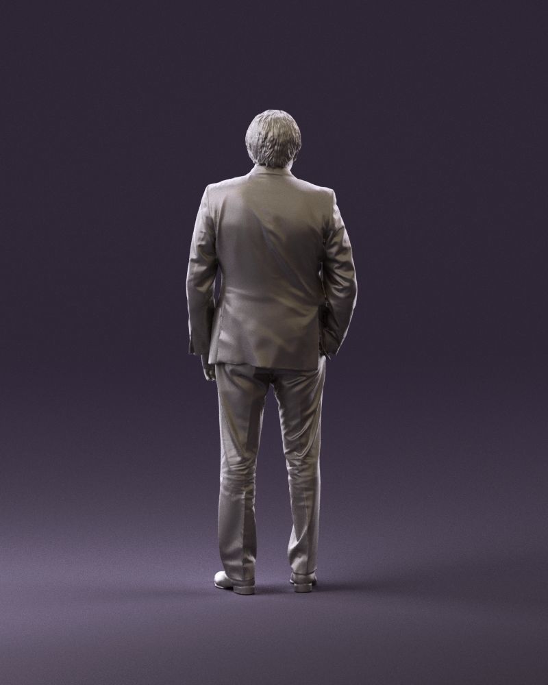 Man in black suit red tie hand in pocket 0908 3D model_18