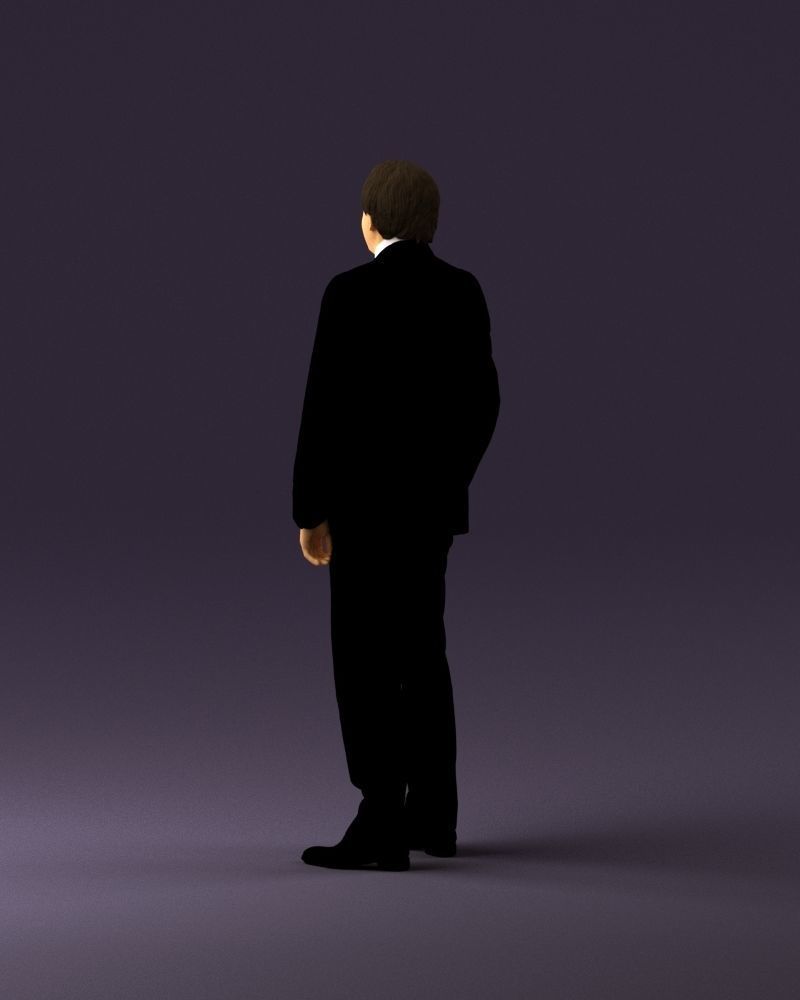 Man in black suit red tie hand in pocket 0908 3D model_7