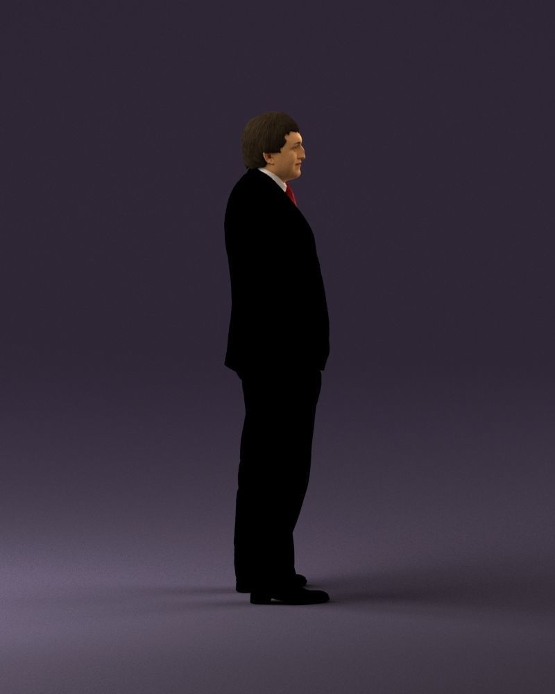 Man in black suit red tie hand in pocket 0908 3D model_4