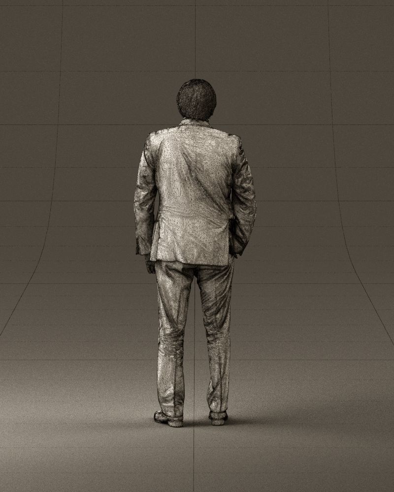 Man in black suit red tie hand in pocket 0908 3D Print Ready 3D print model_30