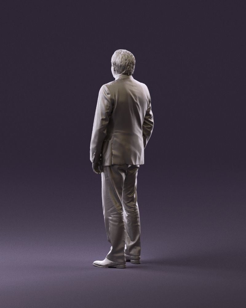 Man in black suit red tie hand in pocket 0908 3D Print Ready 3D print model_7