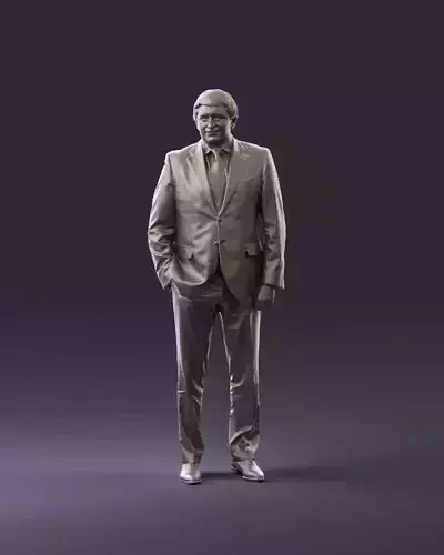 Man in black suit red tie hand in pocket 0908 3D Print Ready 3D print model