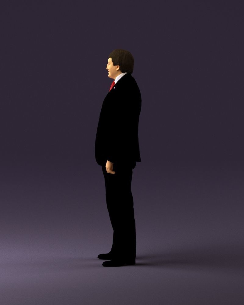 Man in black suit red tie hand in pocket 0908 3D Print Ready 3D print model_20