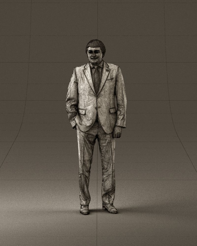 Man in black suit red tie hand in pocket 0908 3D Print Ready 3D print model_24