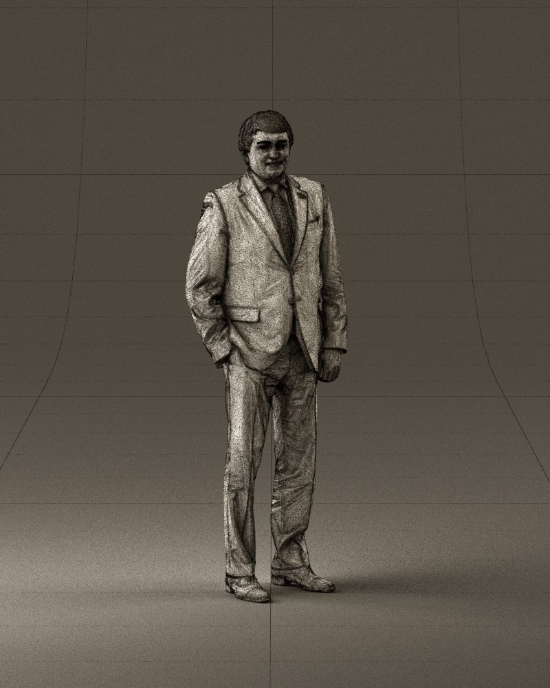 Man in black suit red tie hand in pocket 0908 3D Print Ready 3D print model_26