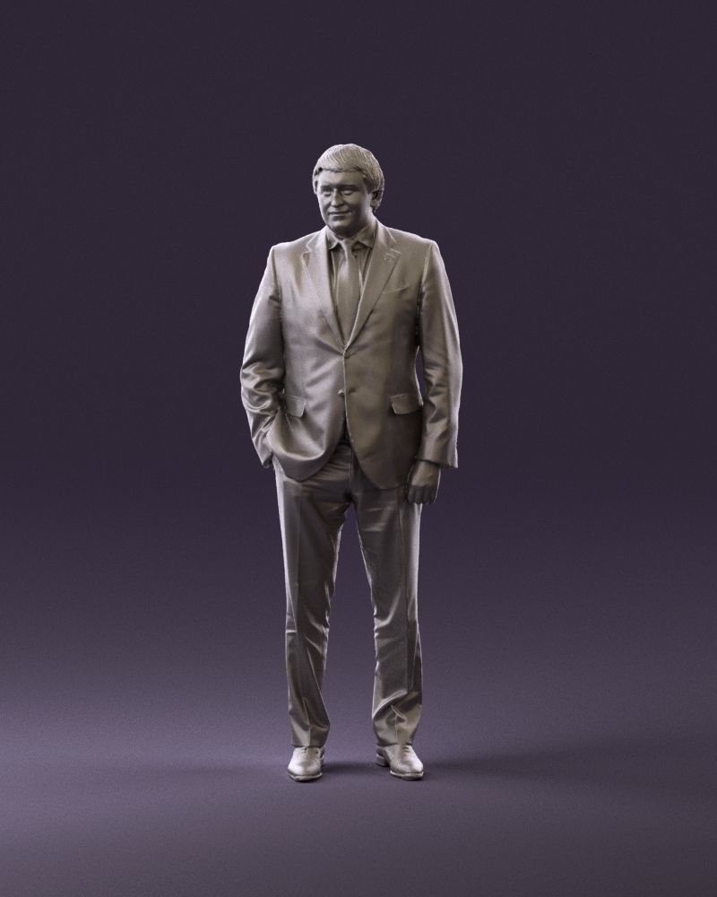 Man in black suit red tie hand in pocket 0908 3D Print Ready 3D print model_11