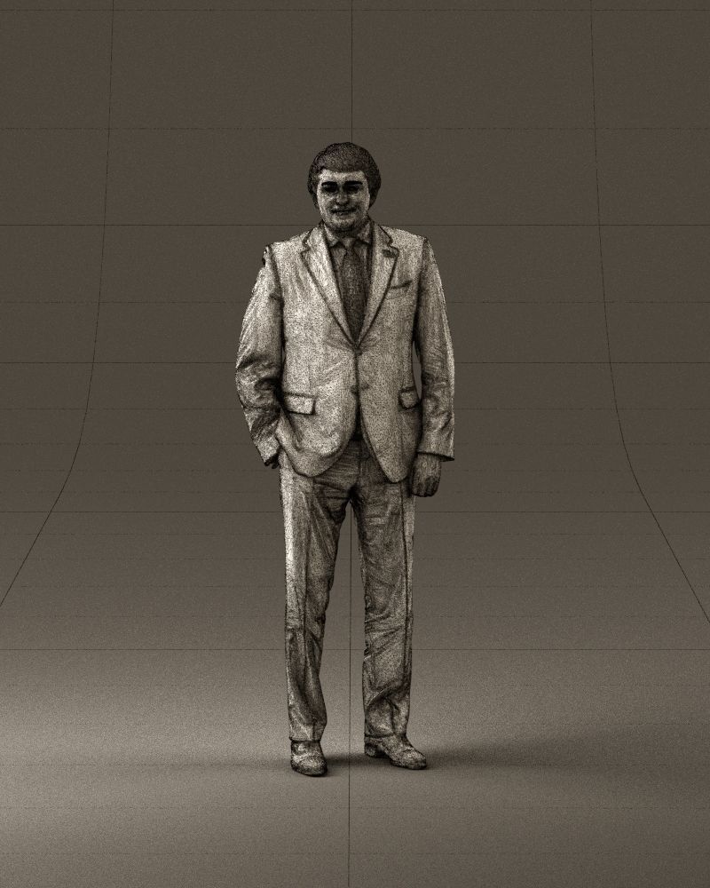 Man in black suit red tie hand in pocket 0908 3D Print Ready 3D print model_25