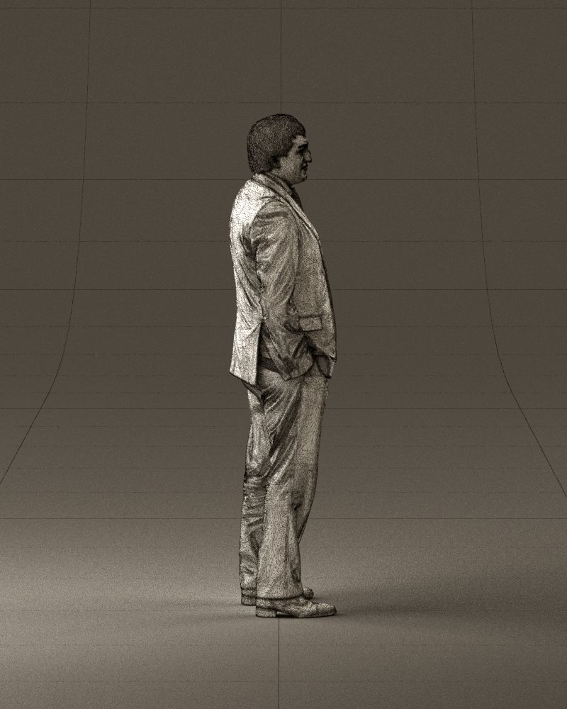 Man in black suit red tie hand in pocket 0908 3D Print Ready 3D print model_28