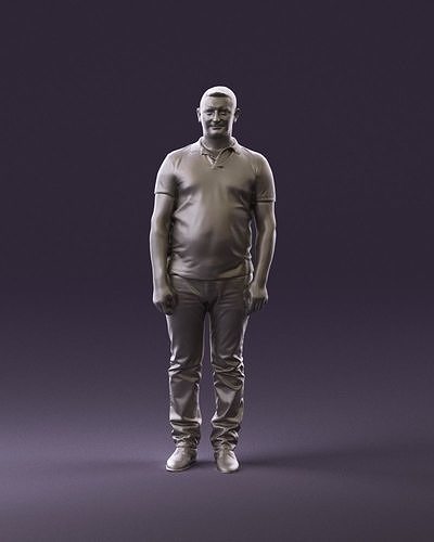 Man in purple polo long nose 0906 3D Print Ready 3D print model