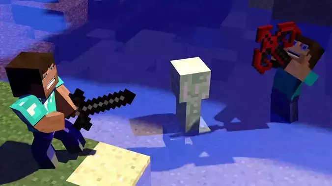 Sword and Pickaxe of Minecraft Free 3D model