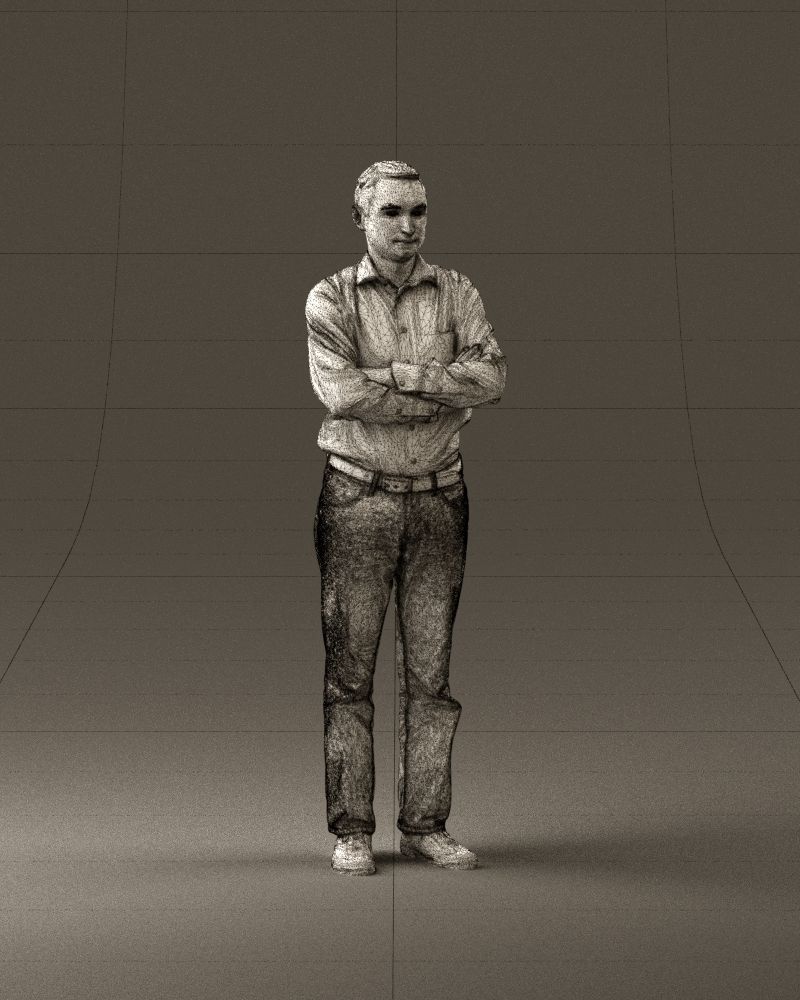 Man in tshirt jeans in close pose 0905 3D model_26