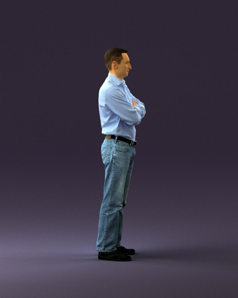 Man in tshirt jeans in close pose 0905 3D model_4