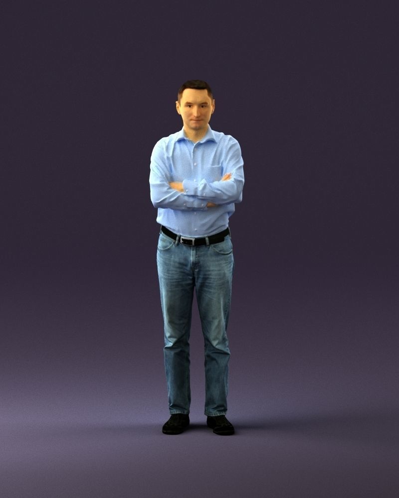 Man in tshirt jeans in close pose 0905 3D model_1
