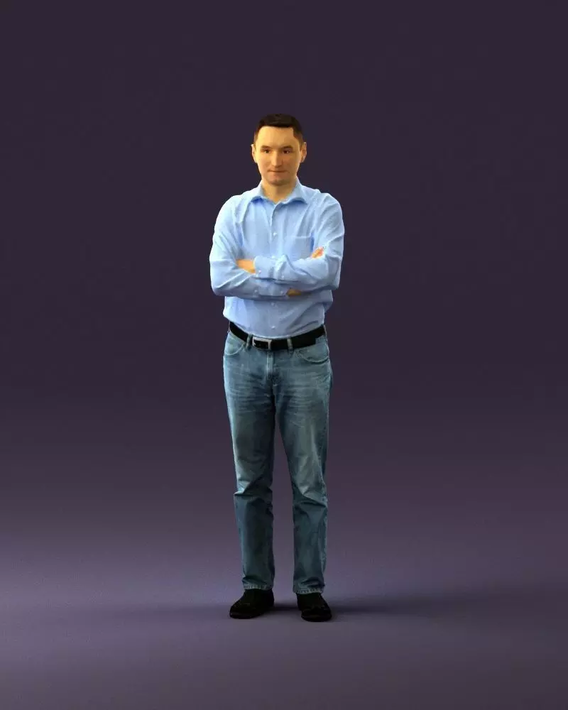 Man in tshirt jeans in close pose 0905 3D model_0