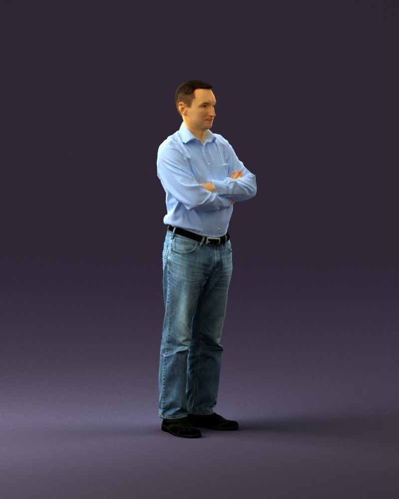 Man in tshirt jeans in close pose 0905 3D model_3