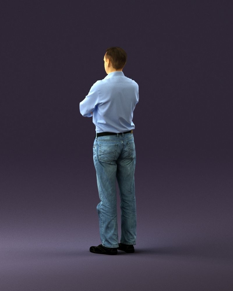 Man in tshirt jeans in close pose 0905 3D model_7