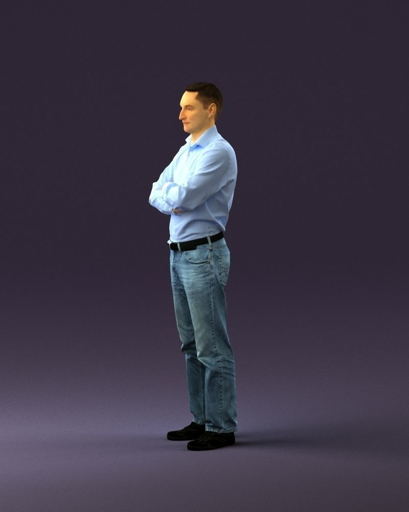 Man in tshirt jeans in close pose 0905 3D model_9