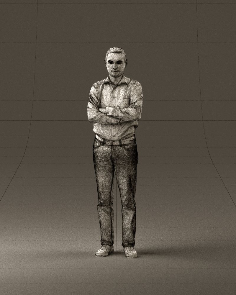 Man in tshirt jeans in close pose 0905 3D model_24