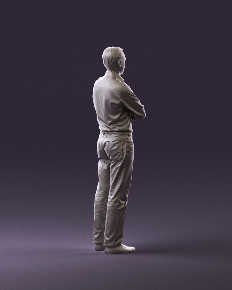 Man in tshirt jeans in close pose 0905 3D model_17