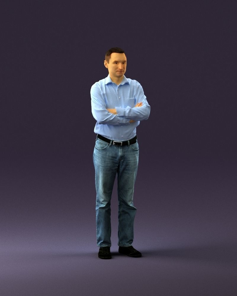Man in tshirt jeans in close pose 0905 3D model_2