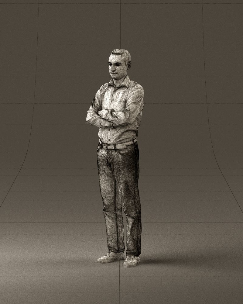 Man in tshirt jeans in close pose 0905 3D model_34