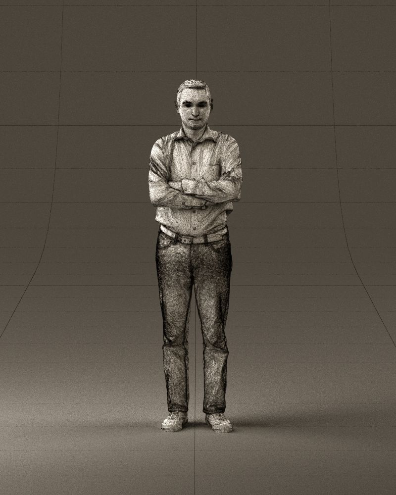 Man in tshirt jeans in close pose 0905 3D model_25