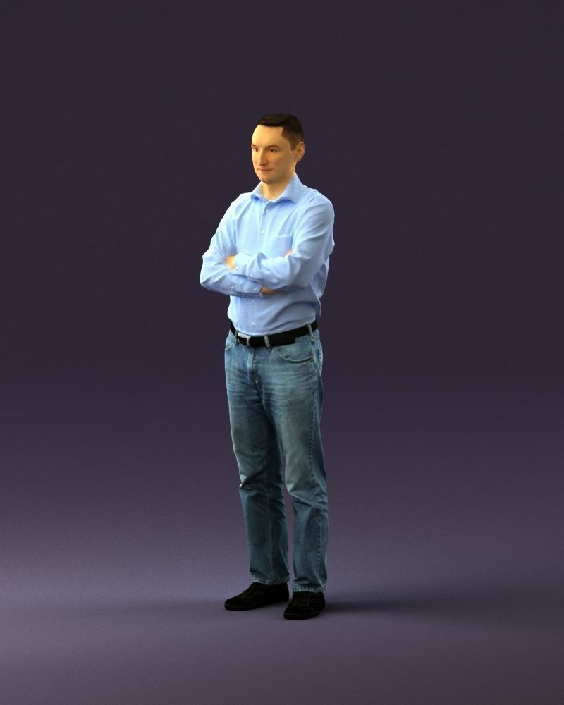 Man in tshirt jeans in close pose 0905 3D model_10