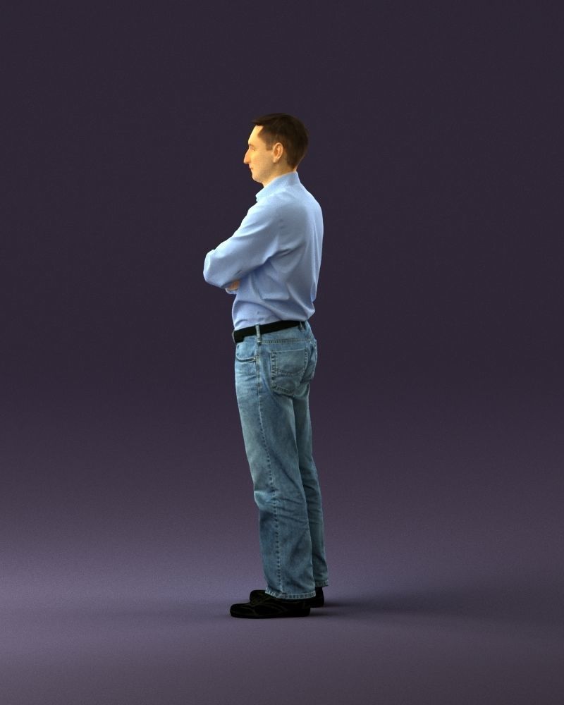 Man in tshirt jeans in close pose 0905 3D model_8