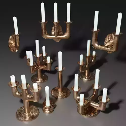 Small Medieval Brass Candle Holder Pack