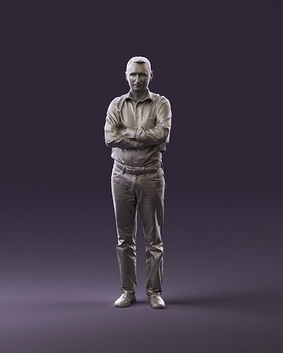 Man in tshirt jeans in close pose 0905 3D Print Ready 3D print model