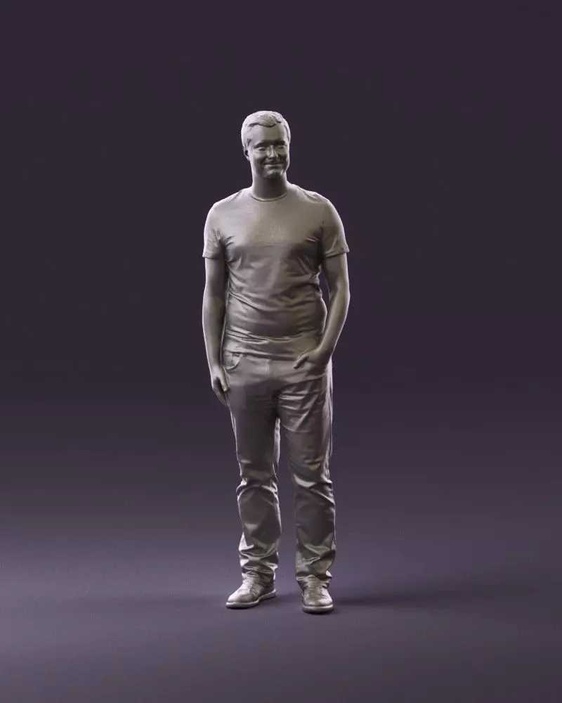 000913 Man in White Shirt Hand in Pocket 0913 STL Miniature 3D print model