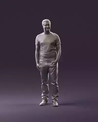 Man in white shirt one hand in pocket 0913 3D Print Ready