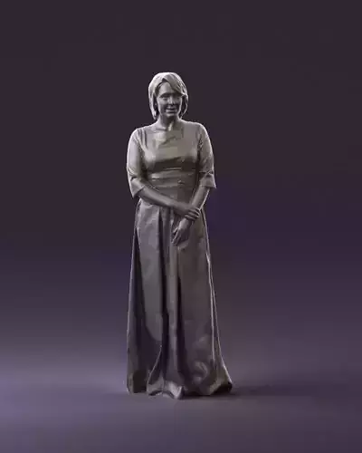 Woman in long dark flowers dress blonde 0909 3D Print Ready