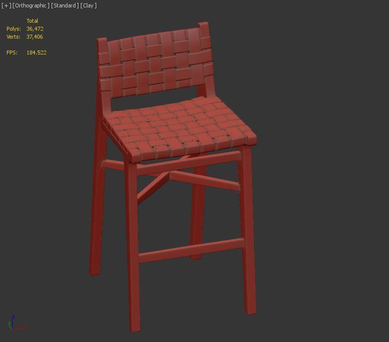 Taj White Leather Strap Bar Stool 3D model_4